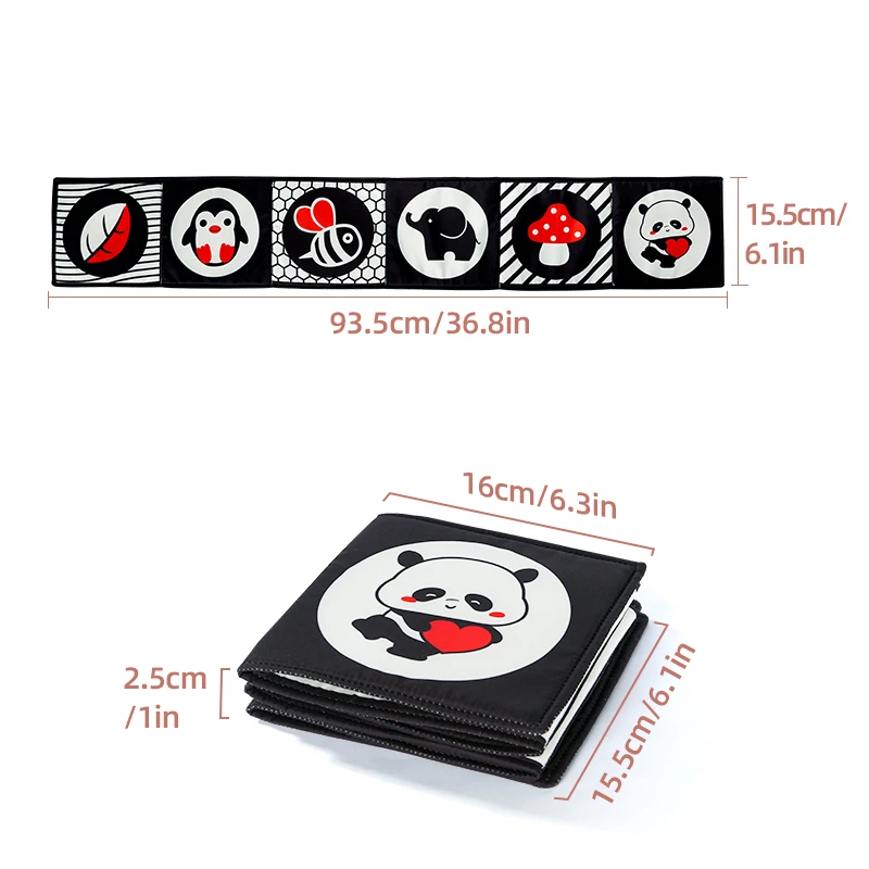 1 Baby Folding Visual Black and White Color Early Education Cloth Book Color Shape Pattern Cognitive Book