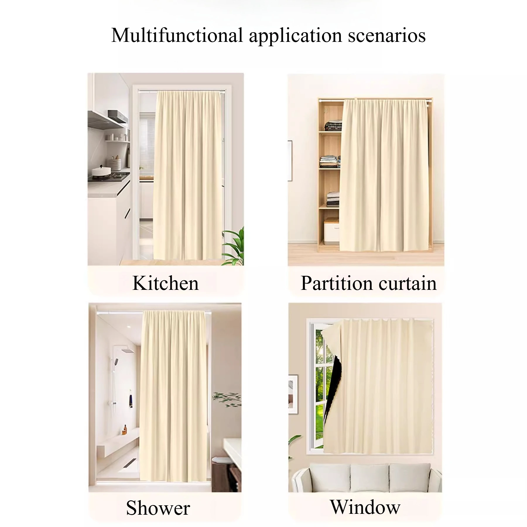 No Drill Blackout Curtains 100% Light Blocking Hook & Loop Thermal UV Proof for Windows Bedroom Living Room Modern Home Decor