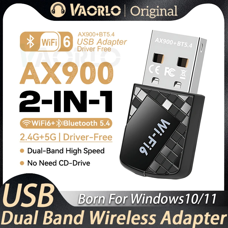 AX900 WIFI6 USB Adapter 2 IN 1 Bluetooth 5.4 Dual Band 2.4G & 5G 900 Mbps WiFi 6 802.11AX Mini Draadloze Kaart Ontvanger Voor WIN 10/11