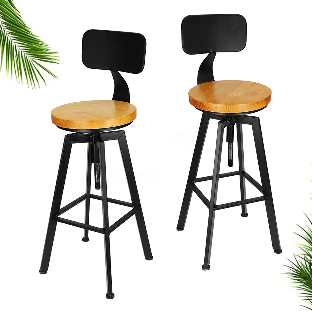 Höhenverstellbares Barhocker-Set – Robustes Holz- und Eisendesign, 220,46 Pfund Kapazität