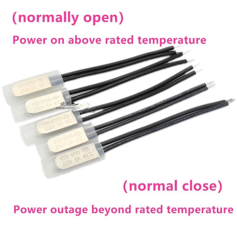KSD9700 250V 5A 85C 95C 45-145 grados Celsius normalmente cerrado abierto disco bimetálico interruptor de temperatura termostato Protector térmico