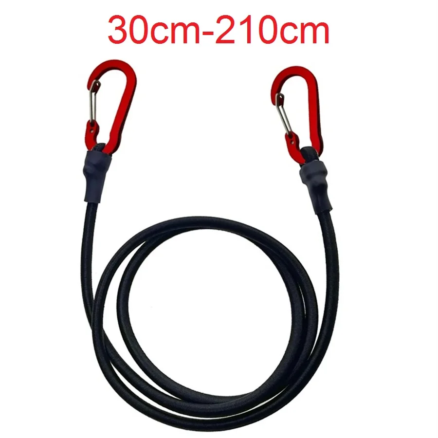 Cuerdas de embalaje de 30-210cm y 8mm, cuerdas elásticas para exteriores con ganchos rojos, elásticas, ligeras para bicicletas, equipaje de coche, correa para portaequipajes