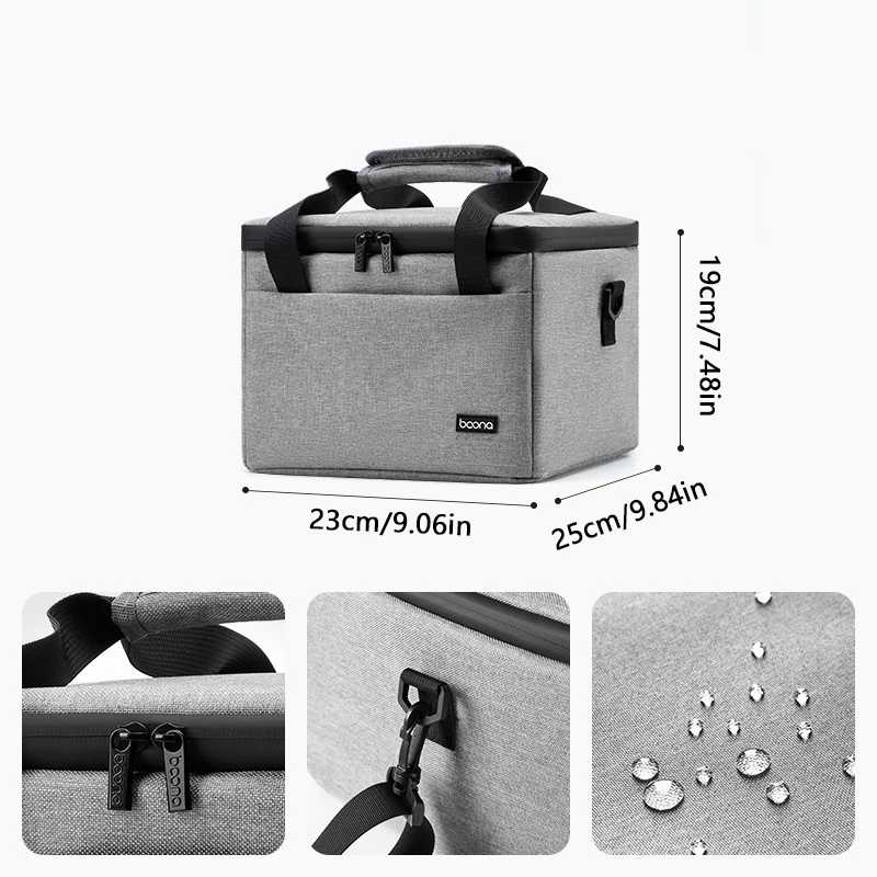 Portable Grey Projector Case Dslr Camera Bag with Compartment with Accessories Storage Pockets Photography Padded Camera Bag