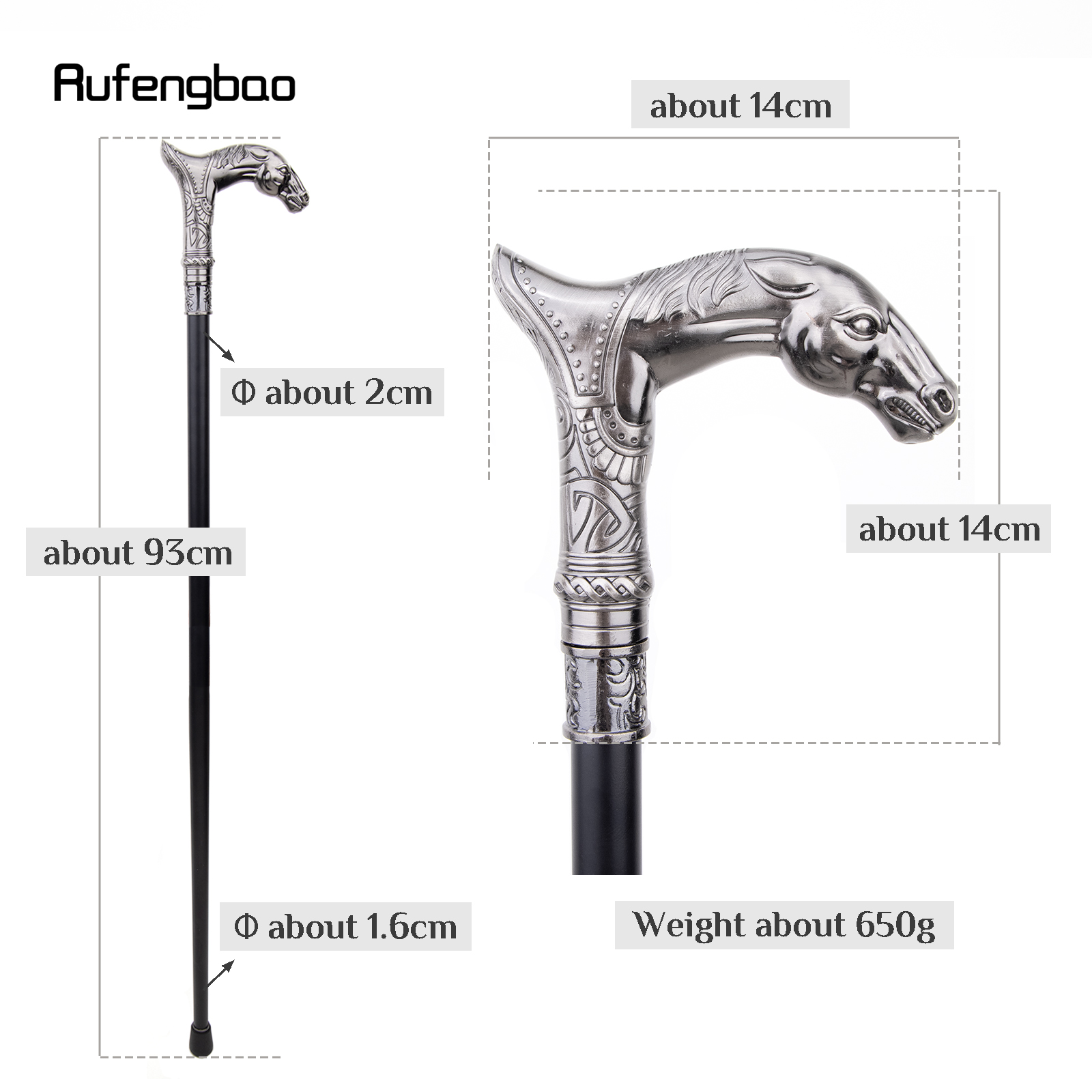 馬の頭の動物のシングルジョイントファッションウォーキングスティック装飾的なコスプレヴィンテージパーティーファッショナブルなウォーキング杖かぎ針編み93cm