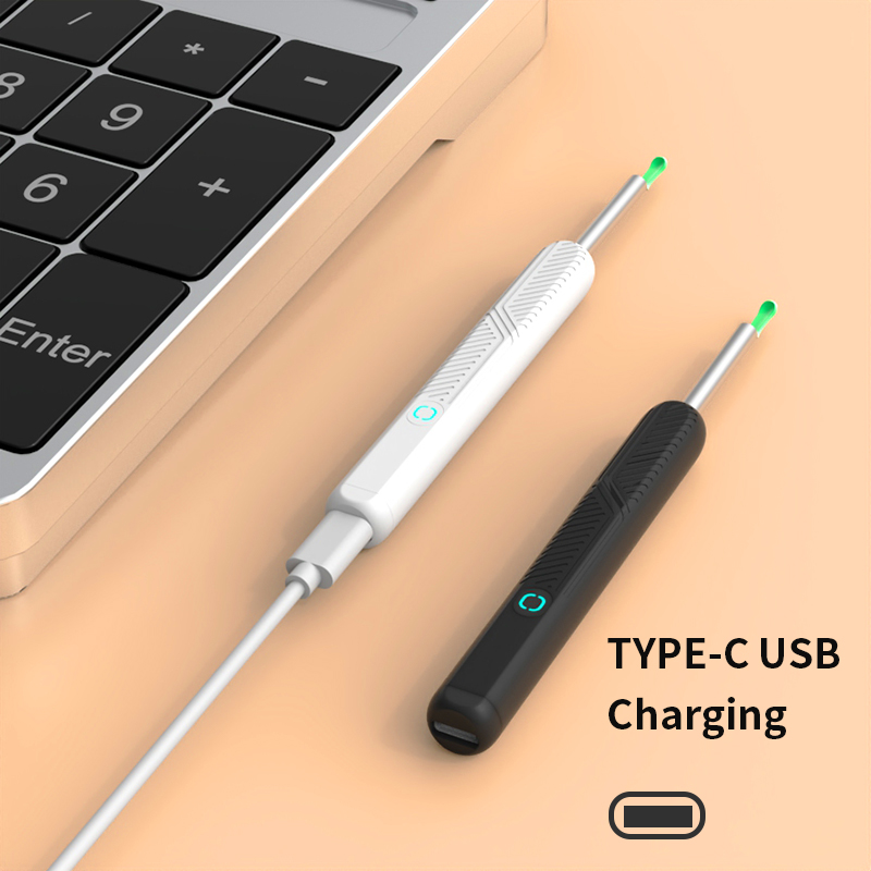 Wireless WiFi Ear Cleaner with HD Camera LED Otoscope for Ear Wax Removal USB-C Rechargeable Smart Visual Ear Picker & Borescope