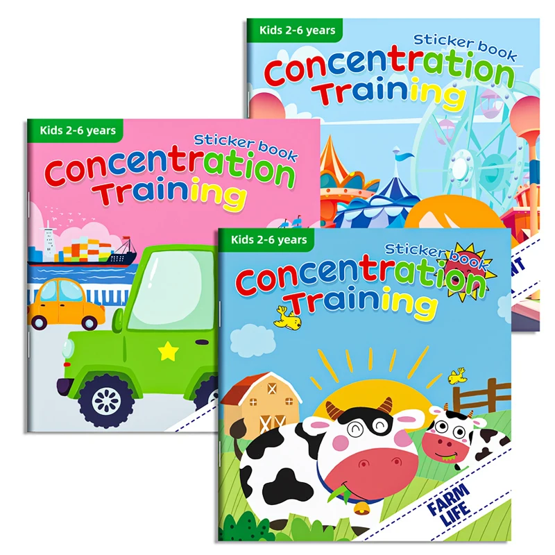 Libros de pegatinas reutilizables para niños, pegatinas de papelería de dibujos animados para niños, pegatinas bonitas de dibujos animados para educación temprana, regalo para niños