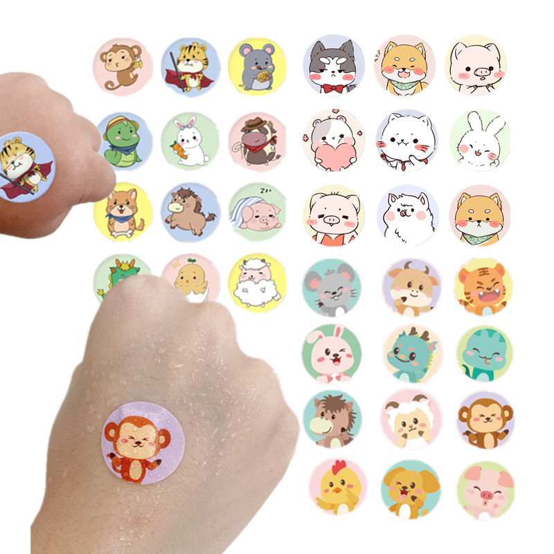 120 unids/set dibujos animados vacunación piel herida tirita animales impresiones vendaje parche primeros auxilios yeso para niños vendajes adhesivos