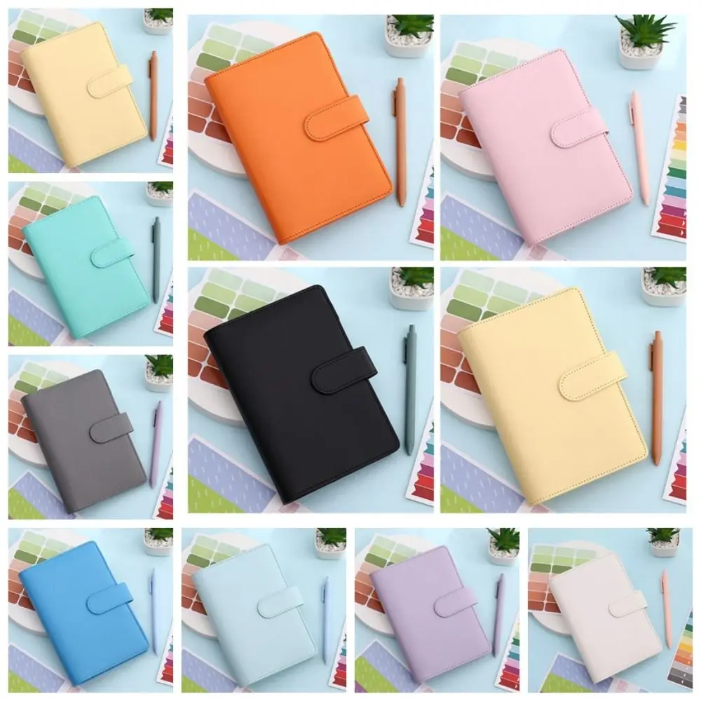 A6 Binder Ledger PU หนัง Macaron สีสัน Budget Binder Notebook PVC ค่าใช้จ่าย Budget แผ่น Budget Planner วิทยาลัยนักเรียน