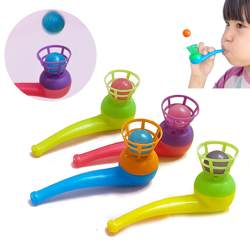 10 sztuk/zestaw dmuchanie rur i piłek dla dzieci dmuchanie dmuchanie zabawki gry sportowe prezent plastikowa rura piłki zabawka dla dziewczynek kolor losowy ﻿