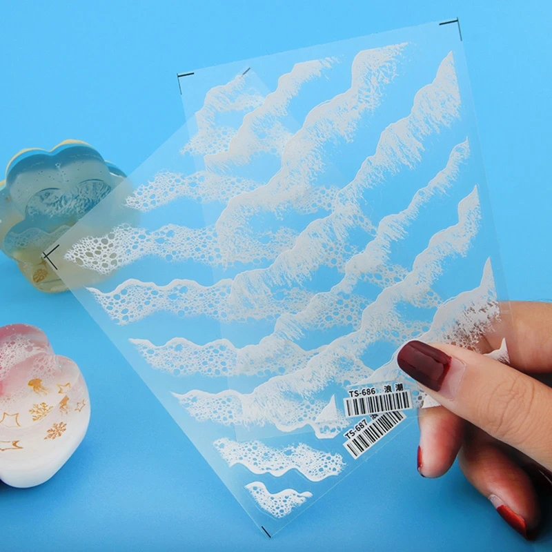 1 แผ่นจำลอง สติกเกอร์ 3D Effect Sea ภาพวาดสติกเกอร์เรซิ่นบรรจุวัสดุเรซิ่น Craft Art