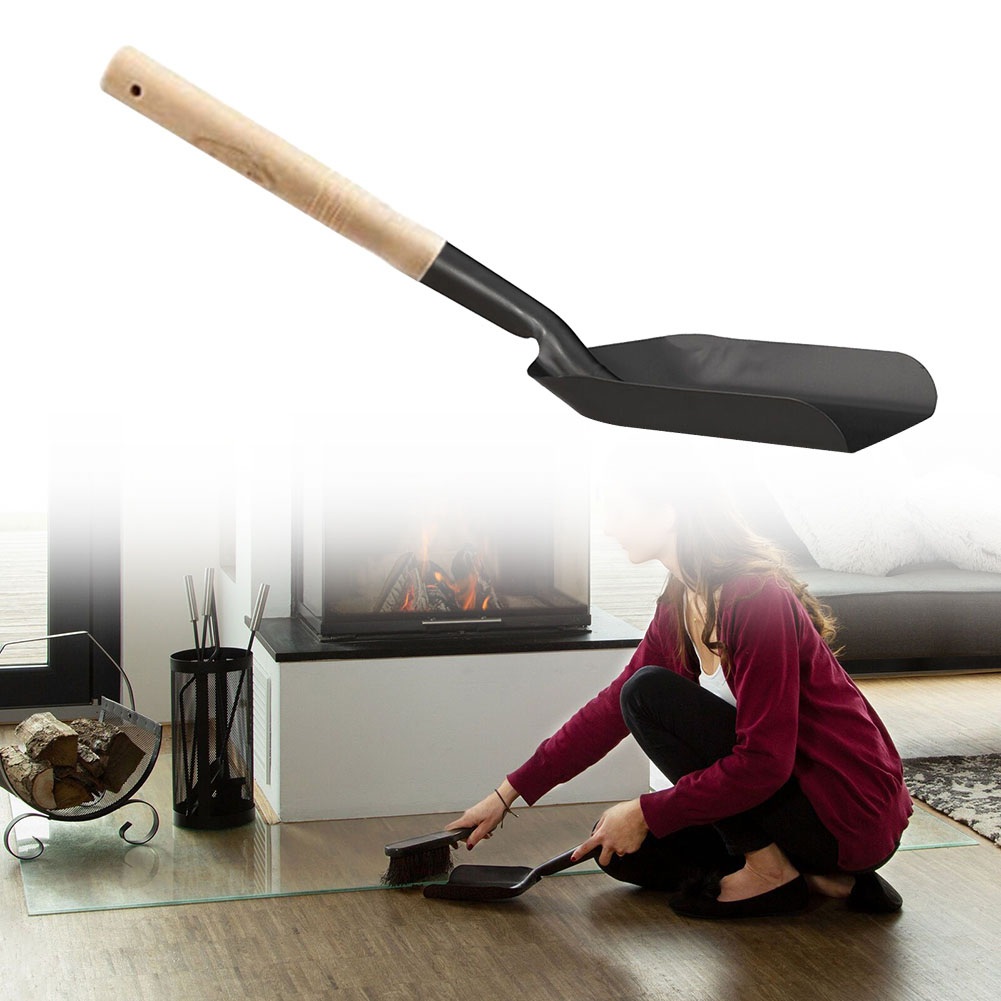 Pala de acero para chimenea, herramienta de limpieza, accesorios para quemador de madera