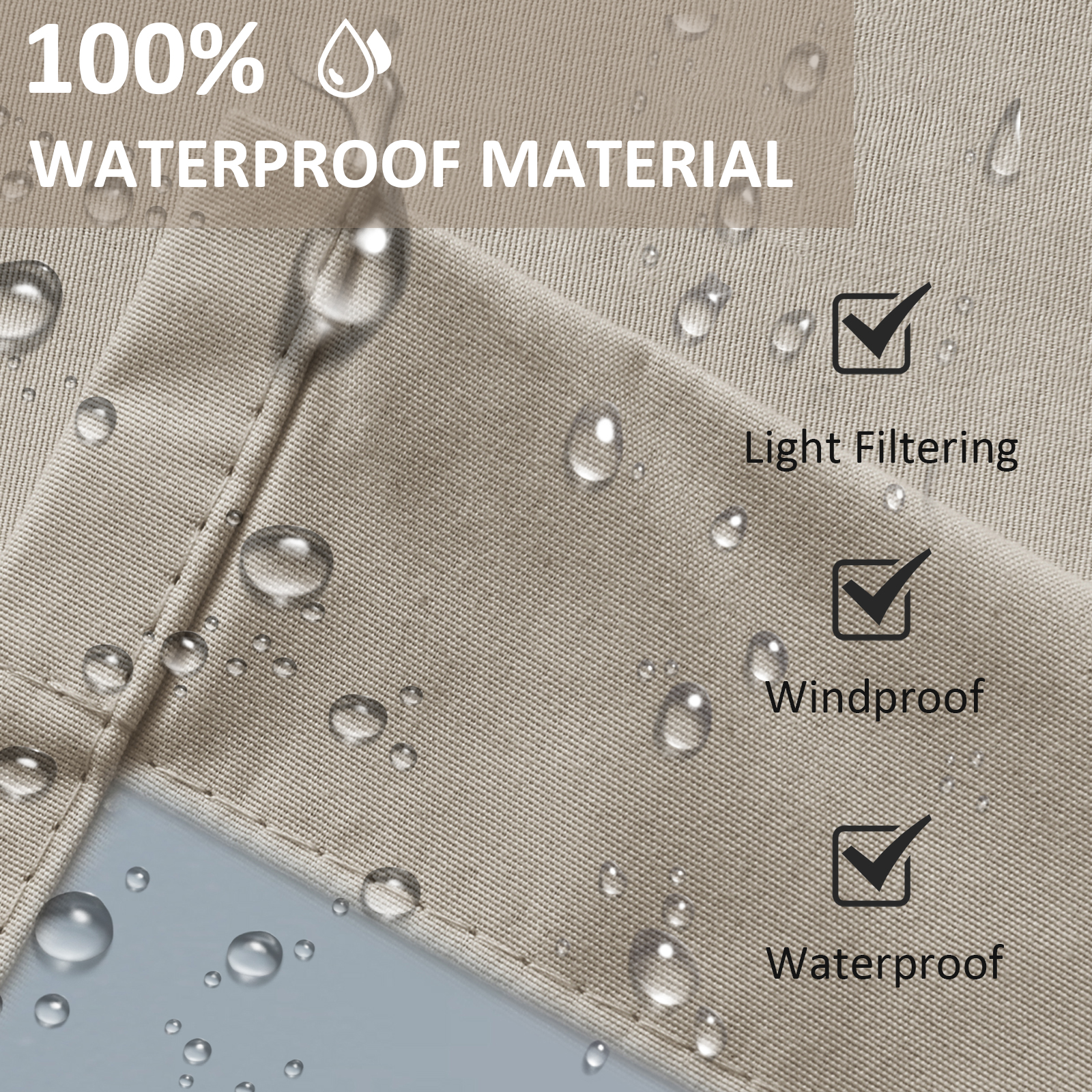 Rideaux d'extérieur imperméables 100% avec Double œillet, pour Patio, Gazebo, Pergola, coupe-vent, rideaux de confidentialité, isolation thermique