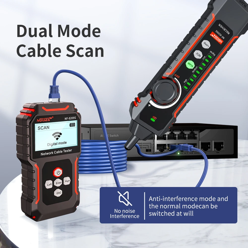 NOYAFA NF-8209S Mạng Theo Dõi Lan Đo Kiểm Tra Mạng Dụng Cụ Màn Hình Hiển Thị LCD Đo Chiều Dài Wiremap Bút Thử Cáp Theo Dõi