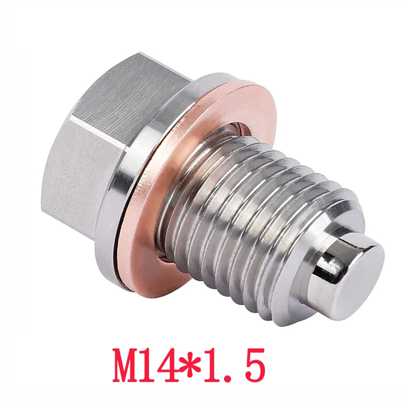 Tapón de drenaje de aceite magnético M14x1.5,M12,M16,M18 - Perno de acero inoxidable con imán de neodimio - con arandela de 5 Cooper - Tapón de aceite resistente