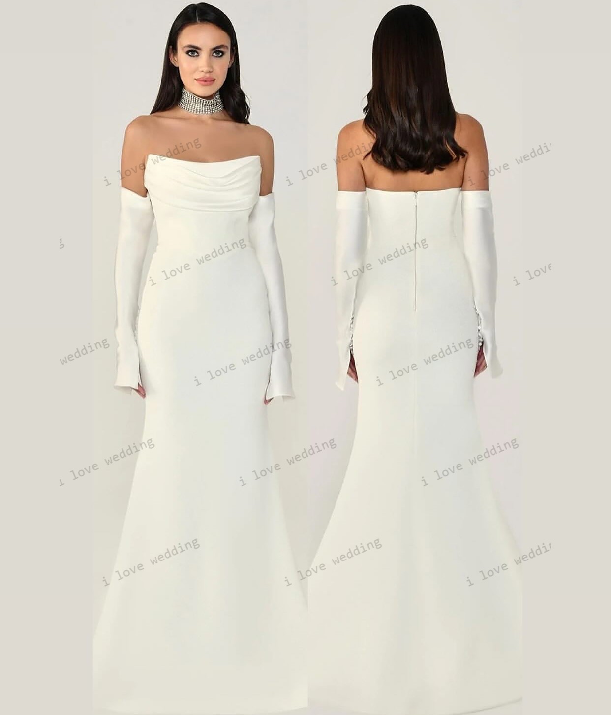 Brautjungfernkleid 2025, himmelblaues Hochzeitskleid für Frau, Gast, trägerlos, Satin, Meerjungfrau, offener Rücken, eleganter U-Boot-Ausschnitt, individuell