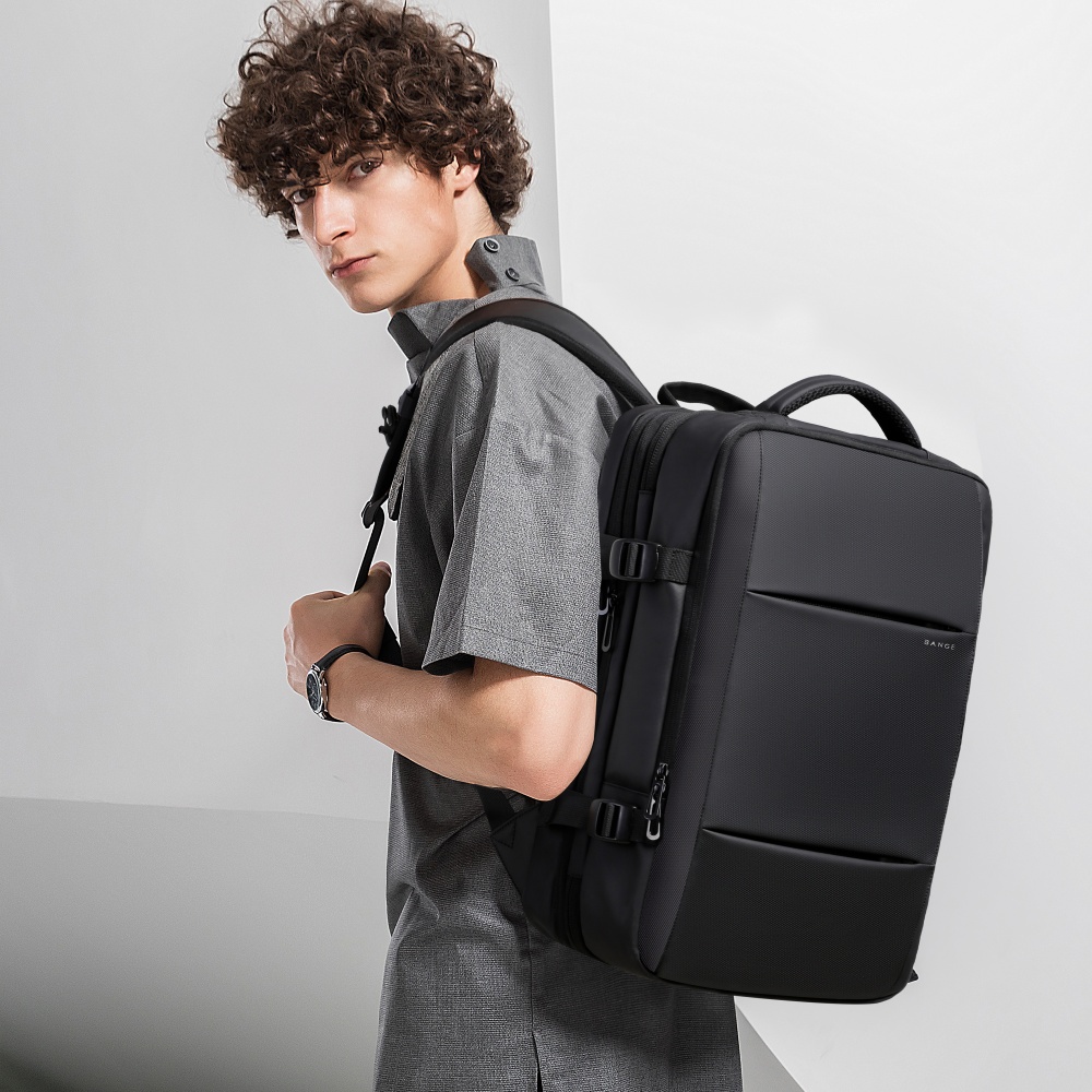 Bange mochila de viagem masculina, mochila escolar expansível com usb, grande capacidade 17.3, laptop, à prova d'água, moda