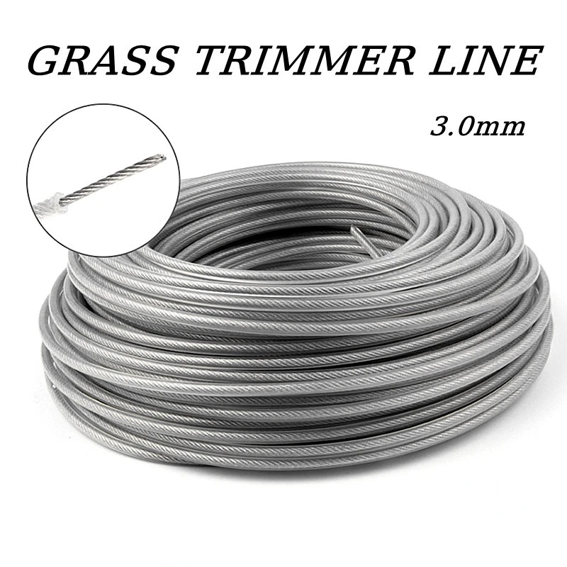 LUSQI 5M/10M/15M Stahldraht Nylon Rasentrimmer Linie Freischneider Trimmer Seil Rasenmäher Kabel Lange Runde Rolle Gras Ersatz