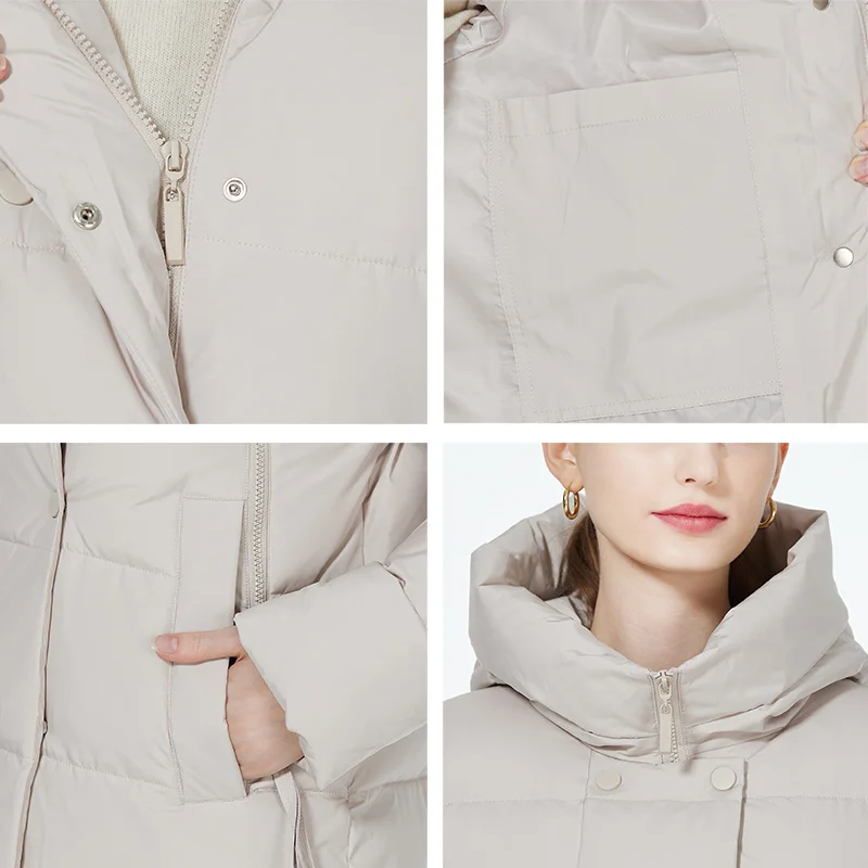 ICEbear-Chaqueta de Invierno para mujer, abrigo largo de algodón con doble botonadura, a prueba de viento, con capucha, GWD3935I, novedad de 2023