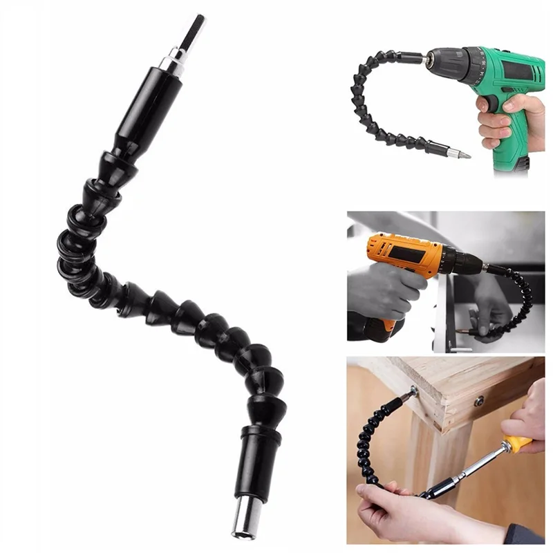 1pc preto 300mm hexagonal universal chave de fenda de eixo macio com chave de fenda elétrica para conectar ferramenta de haste de extensão