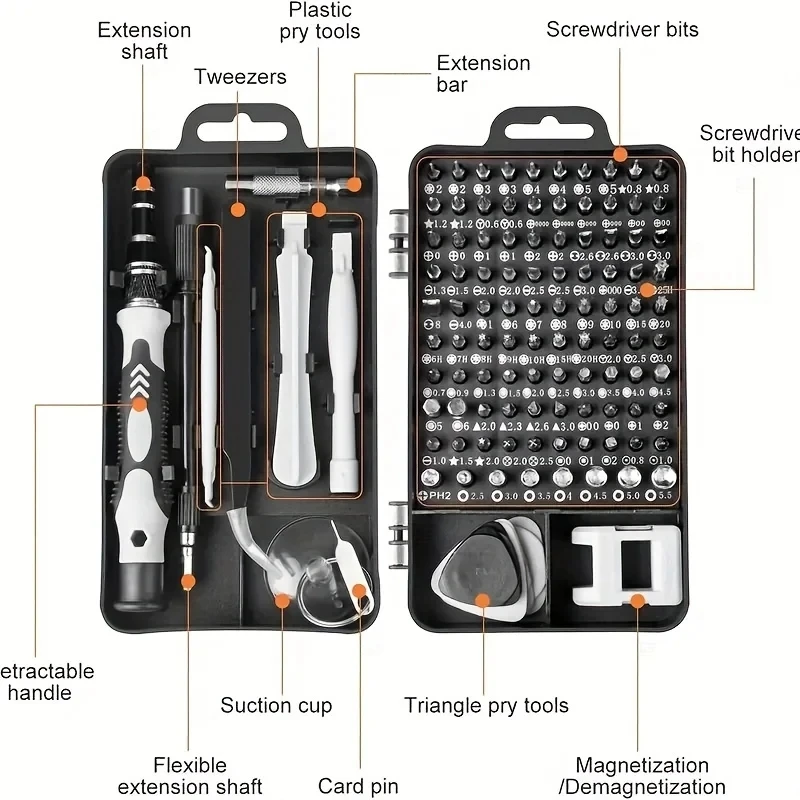 Cacciavite di precisione 115 in 1 Set Mini punte magnetiche per dadi a vite WEEKS Kit di strumenti di riparazione multifunzione per uso domestico