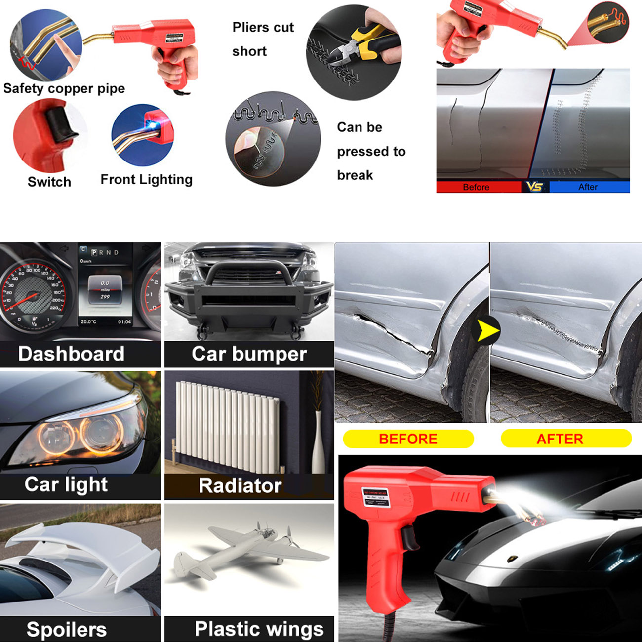 Plastic Welding Kit Repair Welder Kit Hot Stapler for Car Bumper Cracks, Kayaks, Plastic Toys