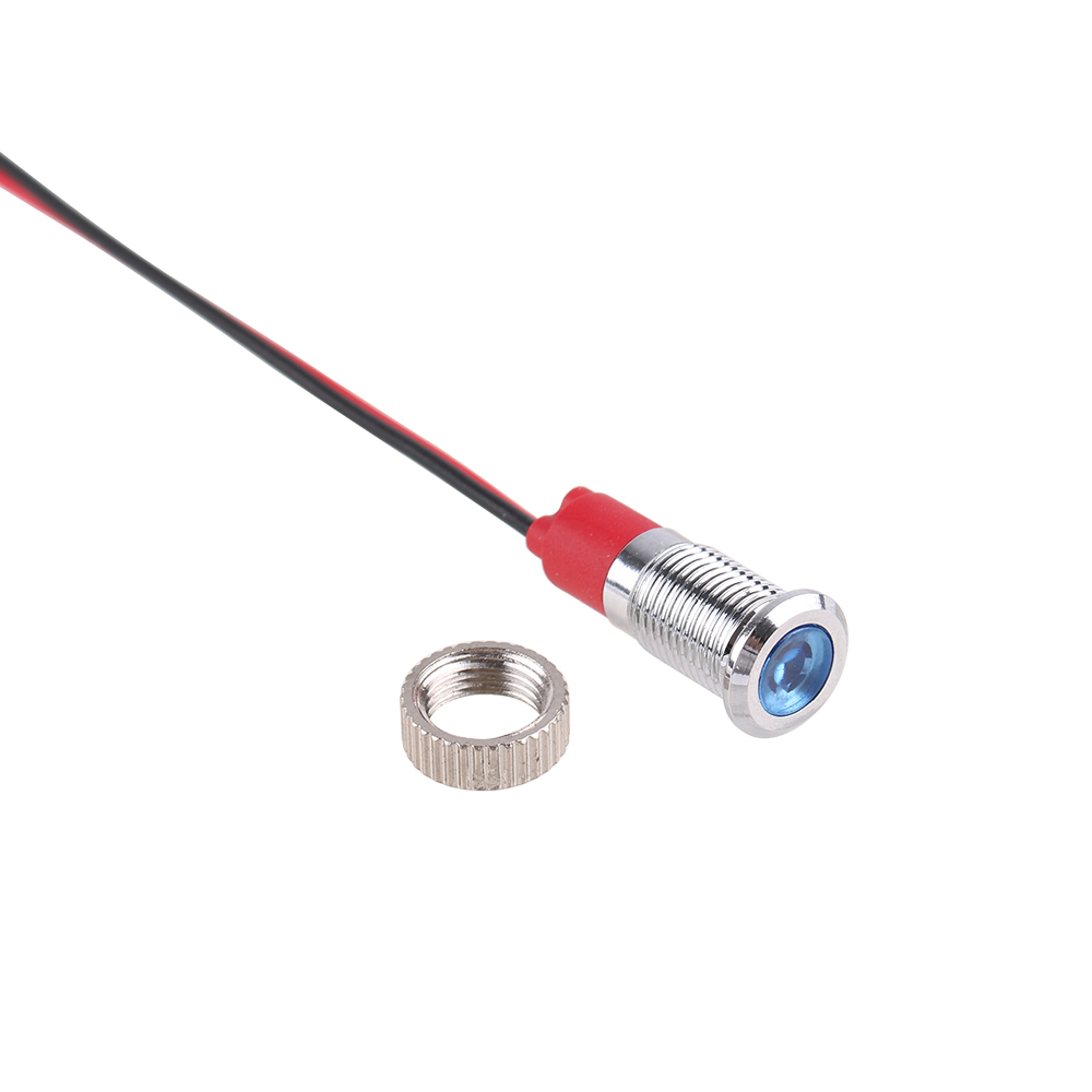 8 mm LED-Metallanzeigeleuchte, wasserdichte Signallampe mit 2 Drähten, Panelmontage, Rot, Gelb, Blau, Grün, Weiß, 6 V, 12 V, 24 V, 110 V, 220 V