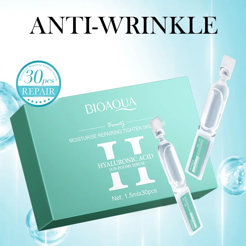 30 unids/caja BIOAQUA Retinol vitamina C suero de ácido hialurónico para cara hidratante reafirmante esencia Facial cuidado de la piel Facial