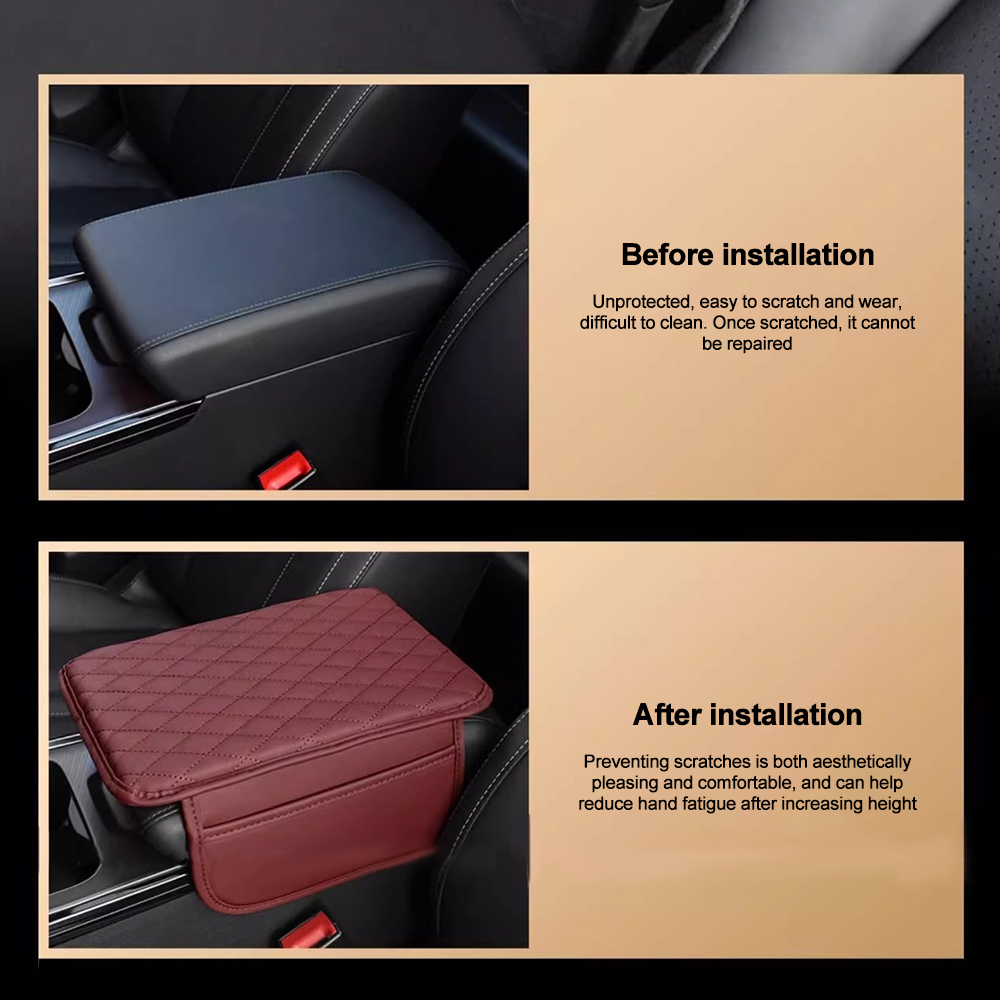 収納ポケット付きPUレザーカーアームレスト,アームレスト保護クッション,収納ボックス,カバーパッド