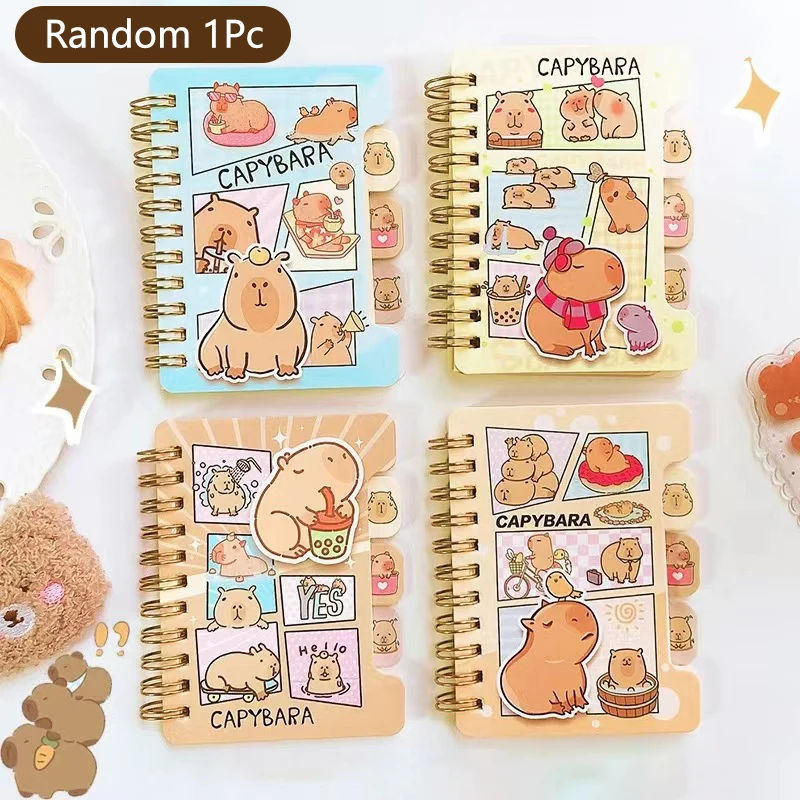 1pc Tragbare Kawaii Spule Notebook Cartoon Capybara Journal Mini Notizblock Tagebuch Agenda Planer Kind Schreibwaren Geschenk Schule Liefert