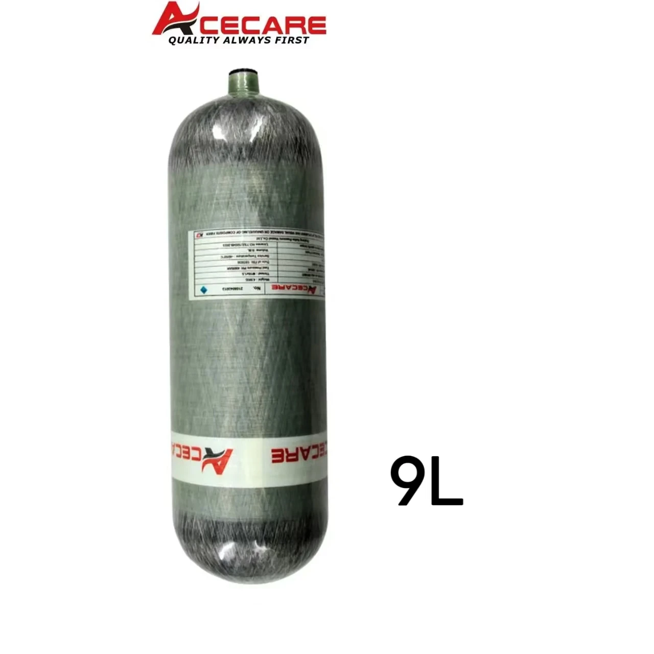 ACECARE 9L Cilindro in fibra di carbonio 4500psi 300Bar HPA Serbatoio Cilindro ad alta pressione con sacchetto protettivo per immersioni subacquee M18 * 1.5
