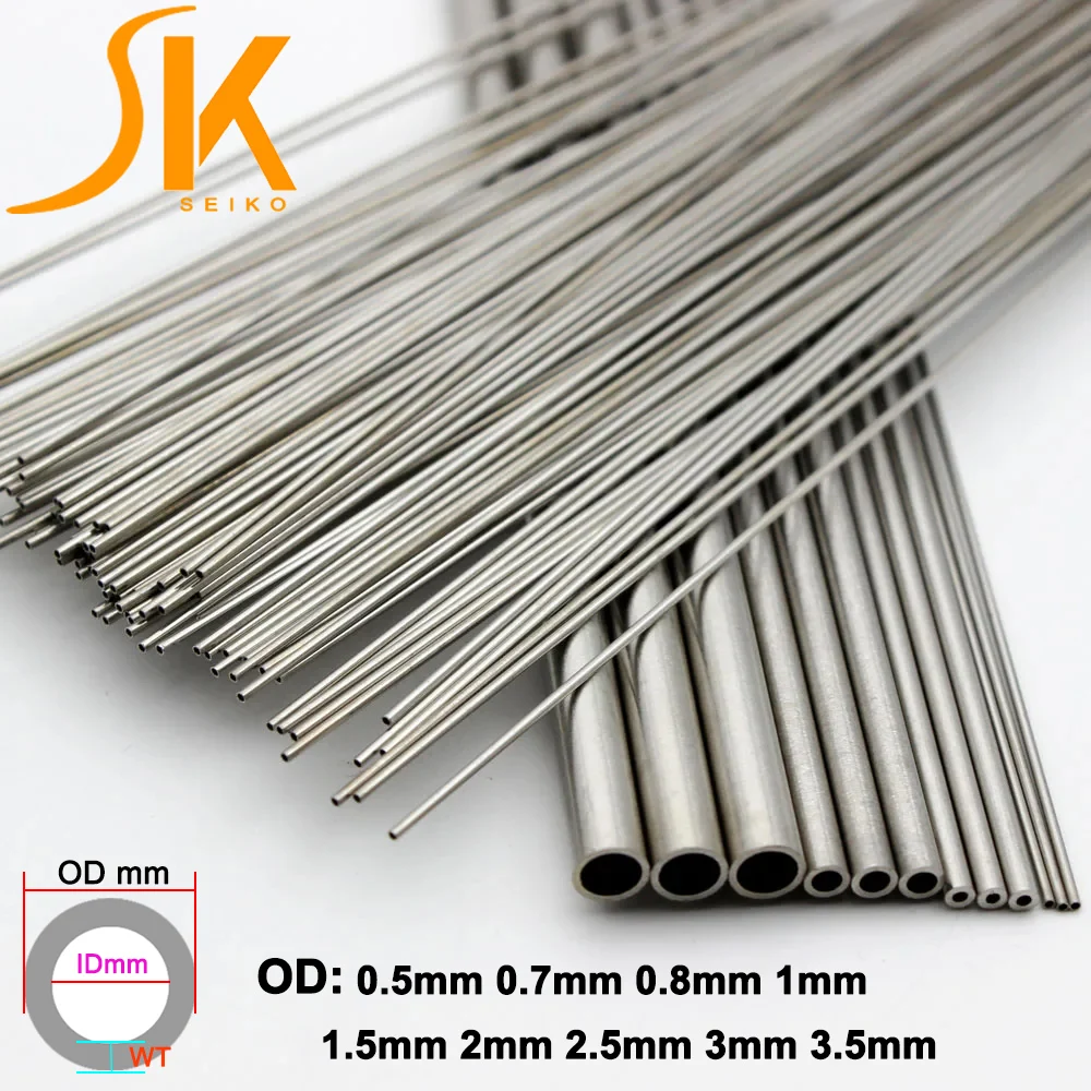 2-8 Uds tubo de acero inoxidable longitud 200/250/300/500mm 304 tubo capilar de acero inoxidable 0,5mm 0,8mm 1mm 1,5mm 2mm 2,5mm 3mm 3,5mm