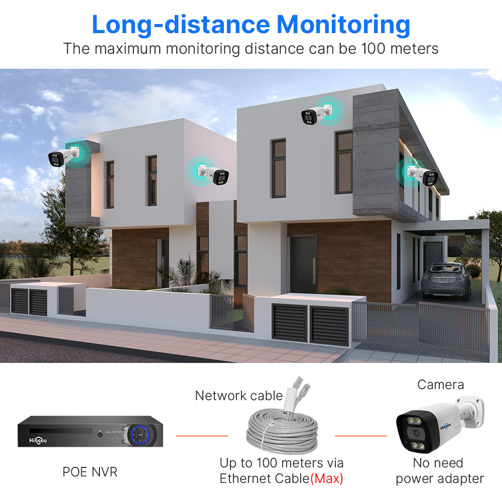 Hiseeu 5MP 4K POE Security IP Camera System Kit H.265 8MP 8CH CCTV NVR Home Outdoor Camera Surveillance Set Face Detection XMEye