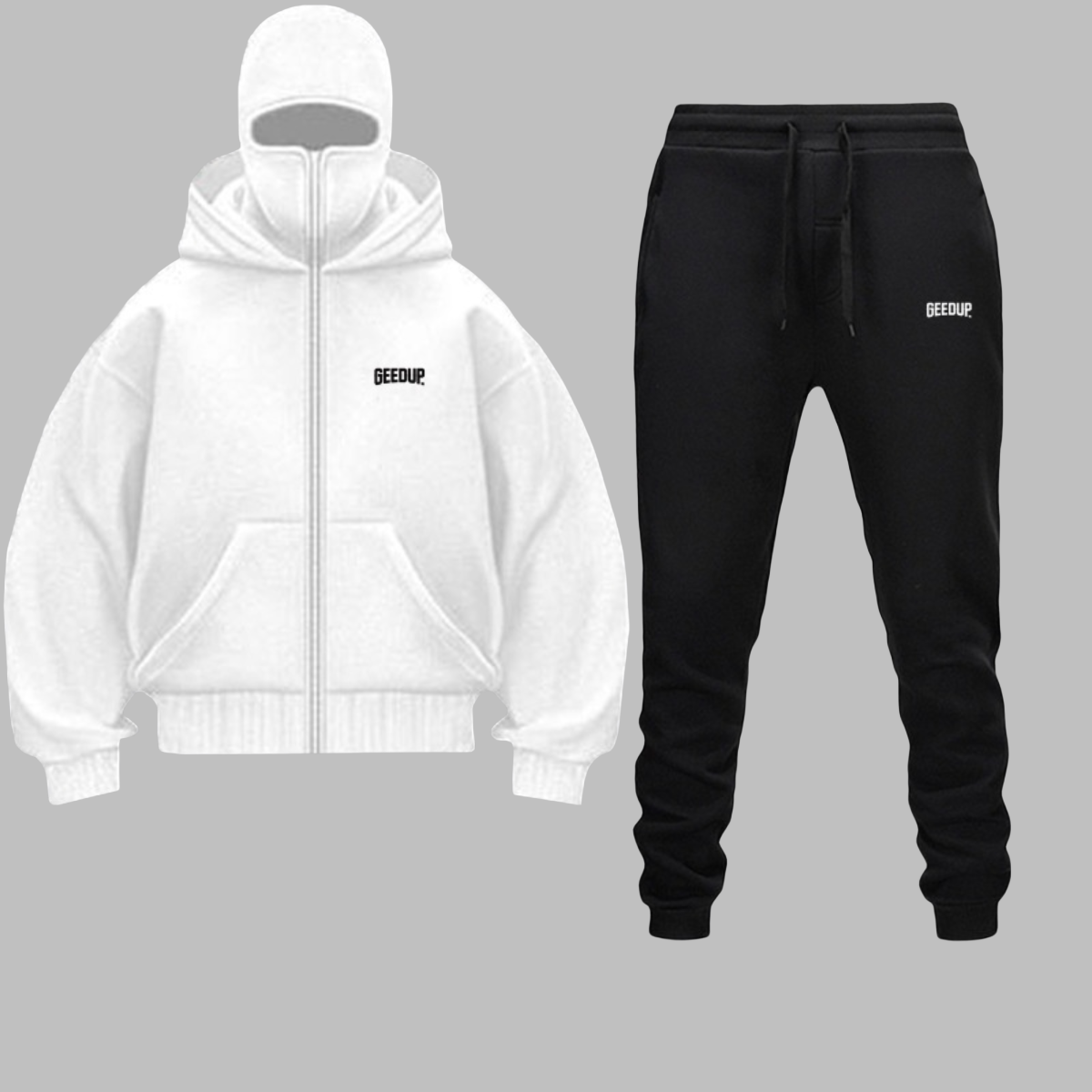 2025 automne hiver hommes sweat à capuche zippé ensemble-Balakrava rue mode coupe-vent Ninja lettre conception deux pièces ensemble