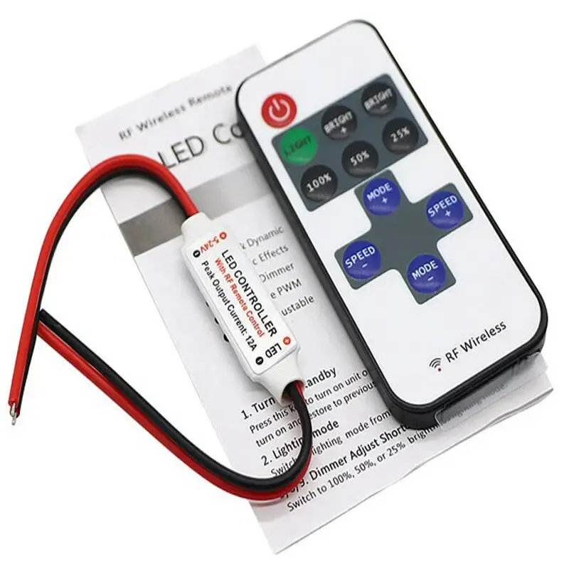 Controller dimmer LED 12V 11 tasti DC 5V 12V 24 V Telecomando wireless RF per luce di striscia LED Memoria intelligente monocolore