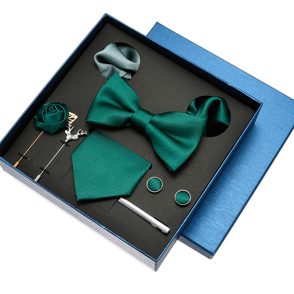 Gravatas de seda clássicas vermelhas e azuis para homens, conjunto de abotoaduras quadradas de bolso, cor sólida, festa de casamento, presente para homens, conjunto de gravata de pescoço