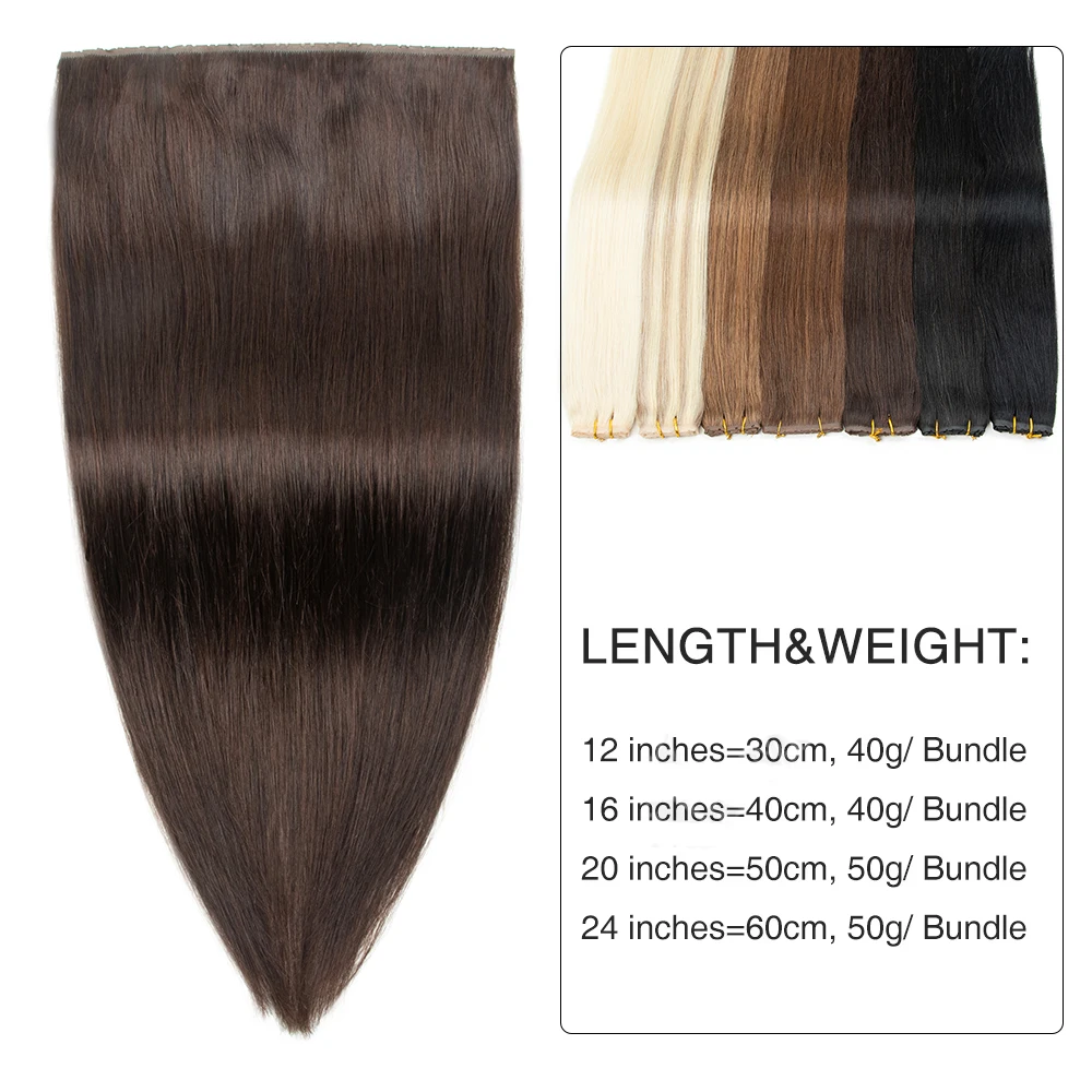 Onzichtbaar gat Platte Pu-tape Echt haar Twin Tabs 25 cm Lange tape PU-inslag Echt menselijk haar Geen lijm Microlink-toepassing 40-50 g