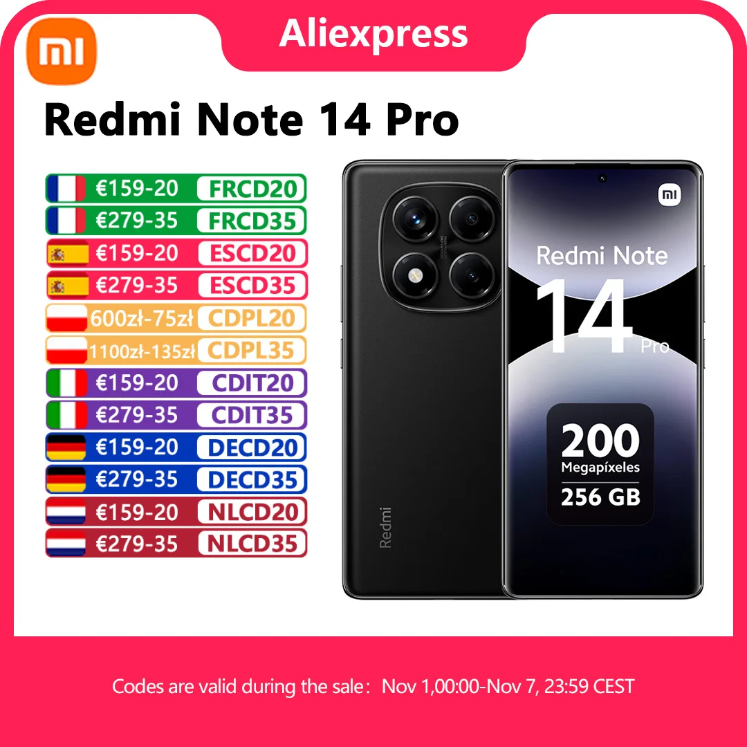 Xiaomi Redmi Note 14 Pro 4G Versione Europea 8+256GB MediaTek Helio G100-Ultra Display AMOLED da 6,67" 120Hz Fotocamera principale OIS da 200MP, Ricarica da 45W, Batteria da 5500 mAh, IP64, NFC