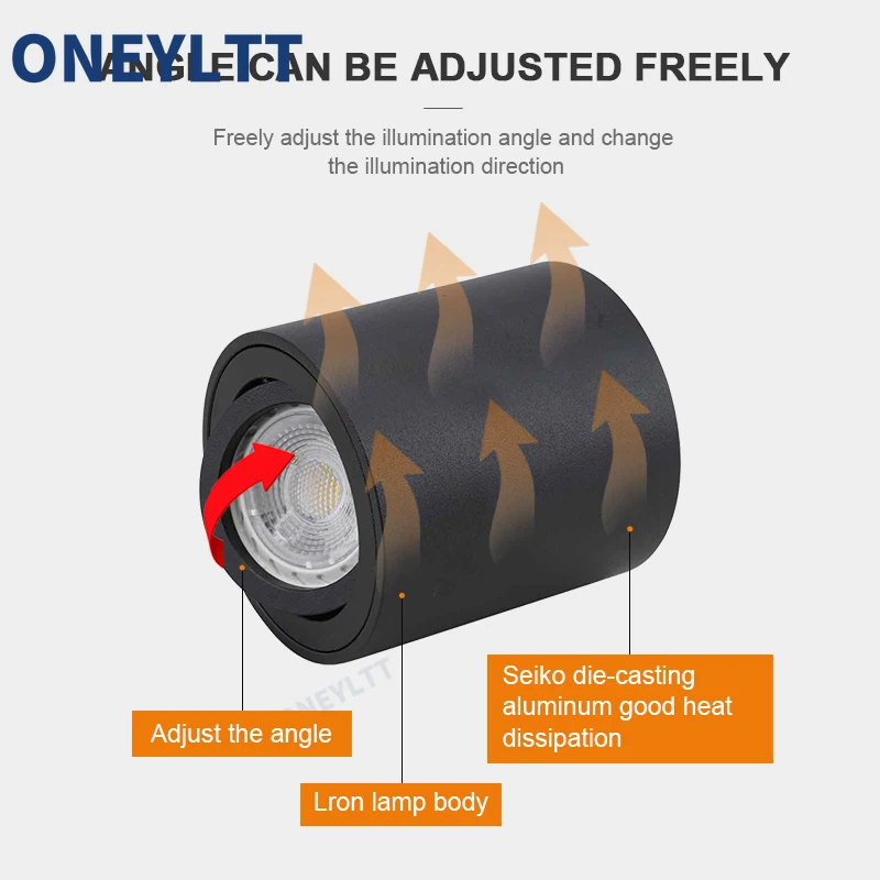 Foco GU10 montaje redondo LED montado en superficie foco de techo GU 10 bombilla halógena cilindro abajo lámpara accesorio 220V