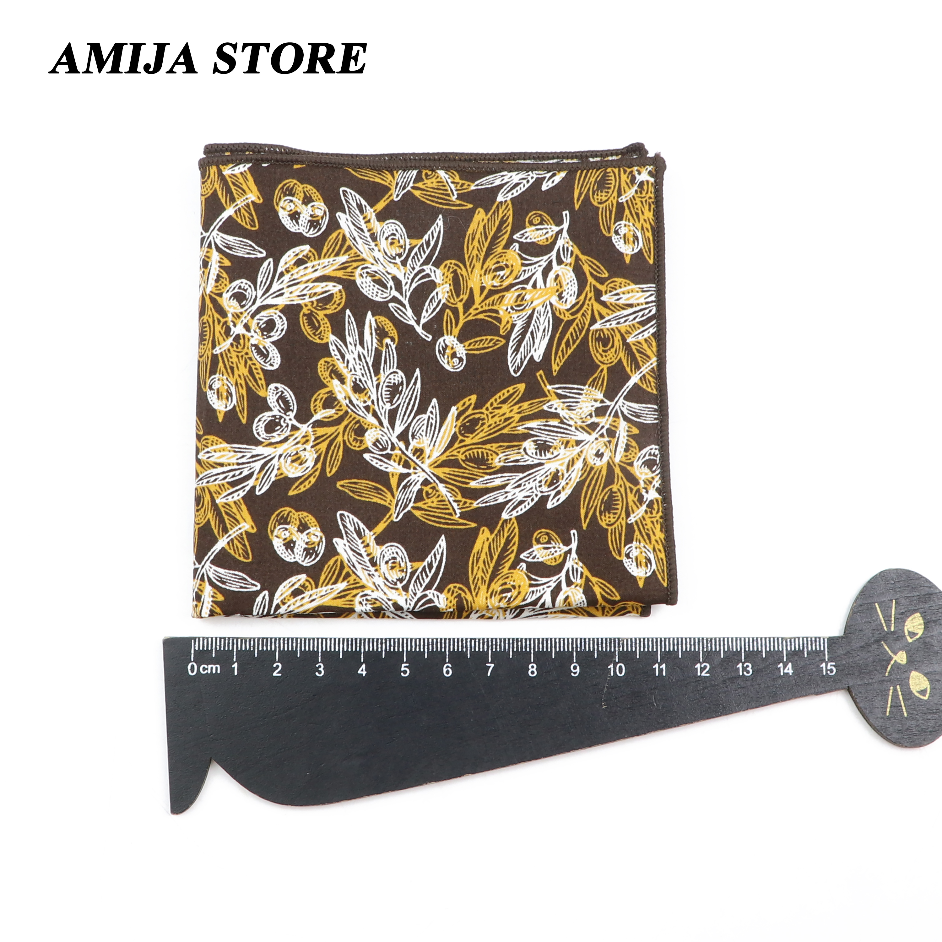 ผ้าเช็ดหน้าผ้าฝ้ายลายดอกไม้คลาสสิก24ซม. ผ้าเช็ดหน้าปาร์ตี้ใบไม้ขนนกชุดทักซิโด้ประจำวันของขวัญสำหรับ mA
