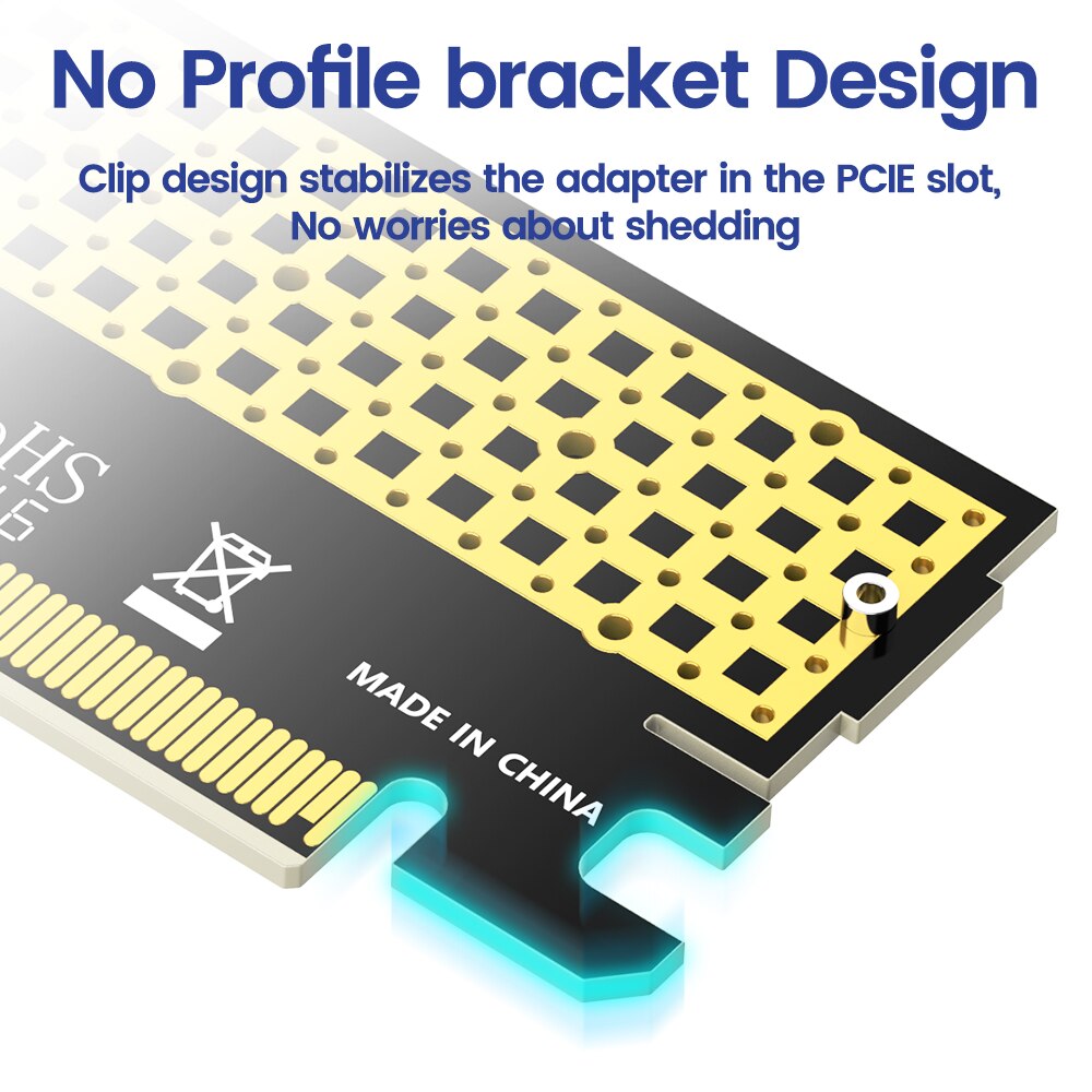 Adapter JEYI M.2 NVME na PCIE X16, 2280/60/42/30 NVMe SSD na PCIe 4.0 3.0 GEN4 64Gbps karta rozszerzeń dla płyty głównej komputera stacjonarnego