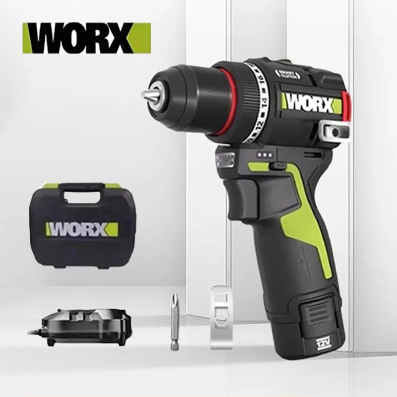WORX WU135 Cordless Electric Drill 12V 50Nm 1800rpm Brushless Motor Electric Screwdriver Impact Drill Metalworking Smart Cutch