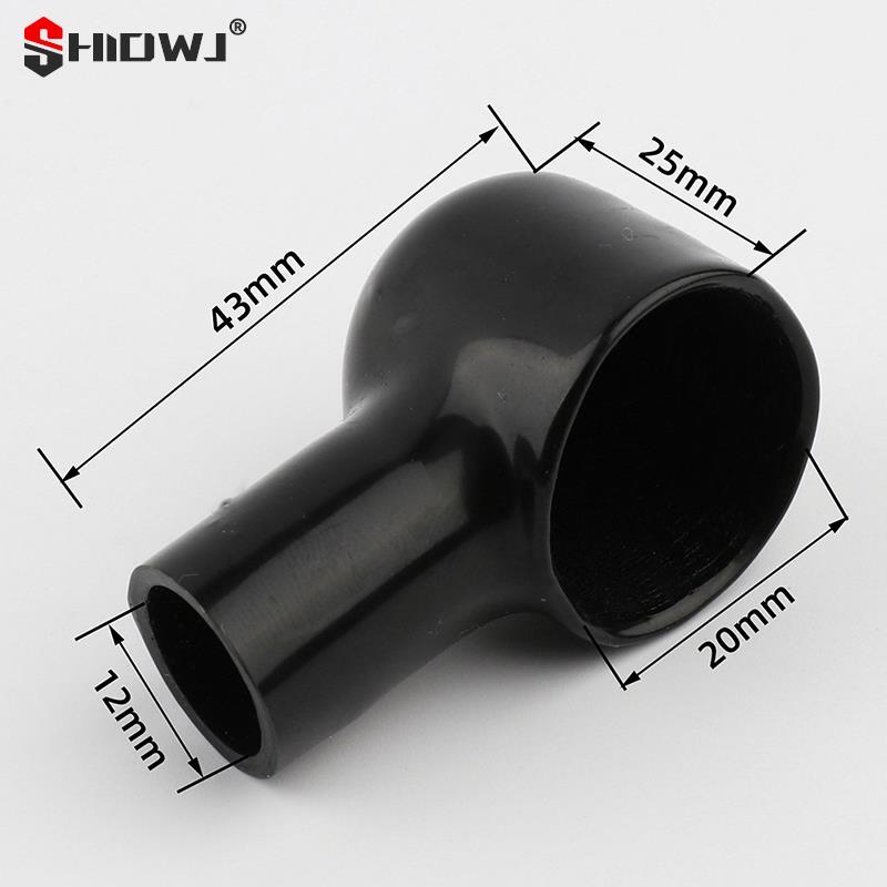 2Pcs Car Battery Insulating Cover Red Black Terminal Boot Round Rubber PVC Cable Lug Protector Cover Lug Caps Auto Accessories