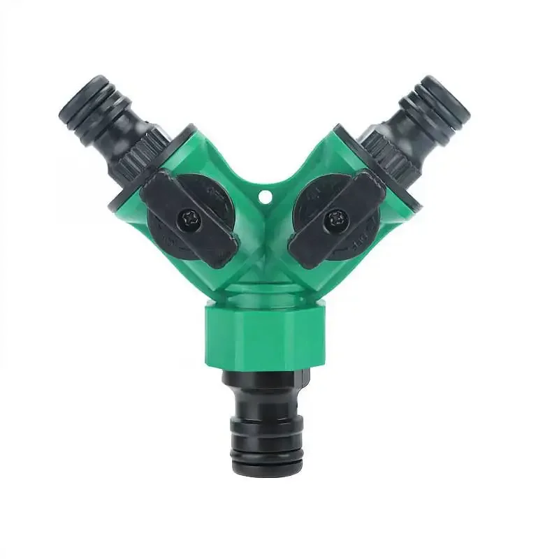 Divisor de mangueira de jardim de 2 vias, conector de mangueira de jardim com torneira, rega, desligamento para paisagismo, plantio de flores, irrigação