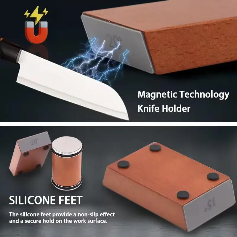 15 en 20 graden rollende messenslijper magnetische meshouder diamant slijpsteen kit met hoekrol keukenaccessoire