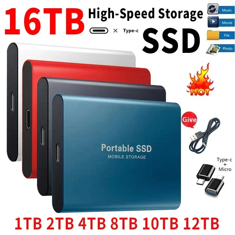 Unidad de estado sólido externa portátil SSD de 1TB/2TB, disco duro USB 3,0/tipo C, dispositivo de almacenamiento de alta velocidad para ordenadores portátiles/escritorio/Mac/teléfono