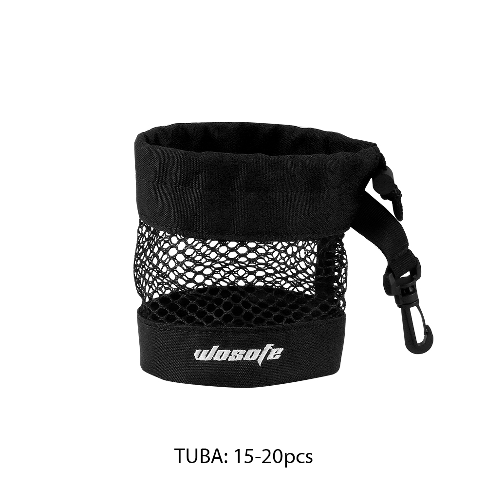 Bolsa preta para bola de golfe, com malha de nylon de alta qualidade e clipe de plástico para pendurar, conveniente para pendurar no saco de golfe, 1 peça
