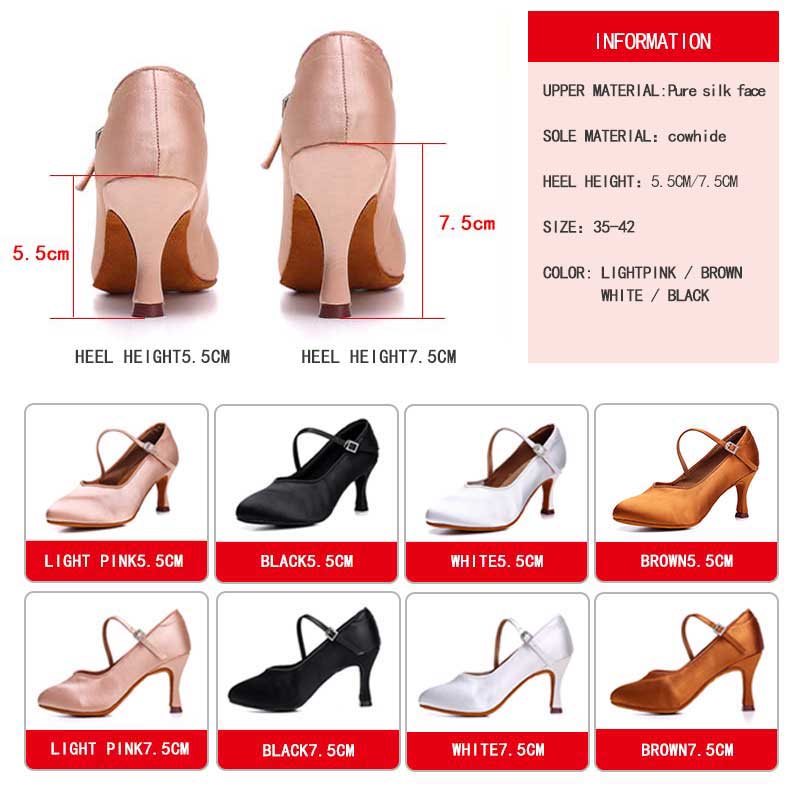 Zapatos de baile latino para mujer, tacones altos y bajos de satén color tostado, zapatos de baile de salón estándar para mujer, suela exterior blanda, zapatos de baile modernos para mujer