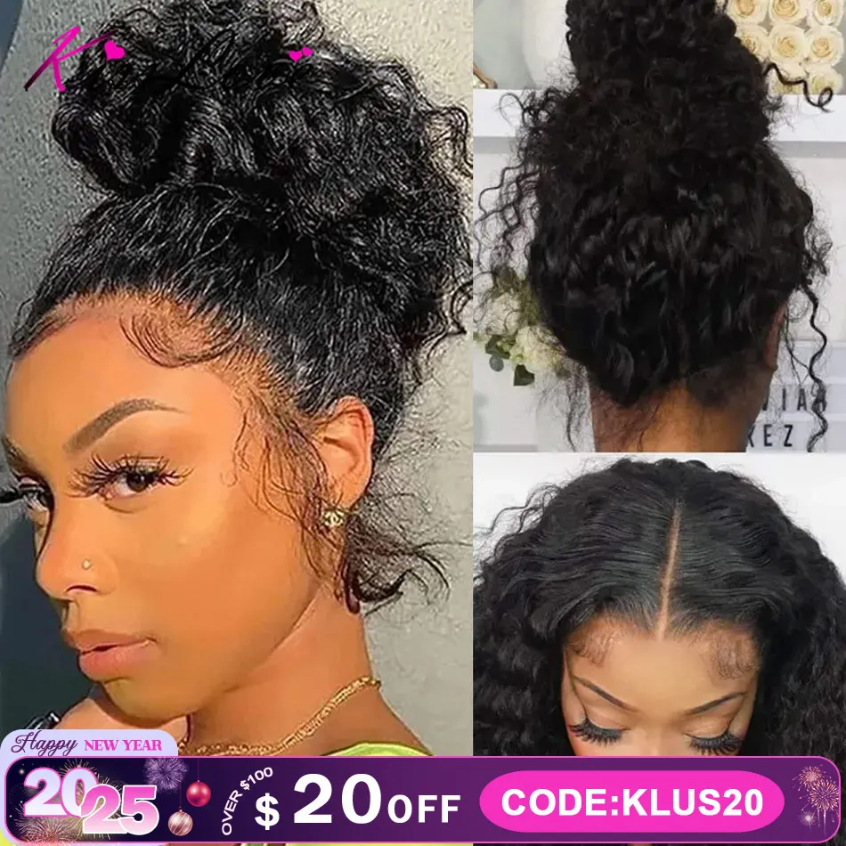 Kisslove invisi cinta confortável ajuste 360 hd peruca frontal de renda transparente pré arrancado onda profunda perucas sem cola cabelo humano pronto para ir
