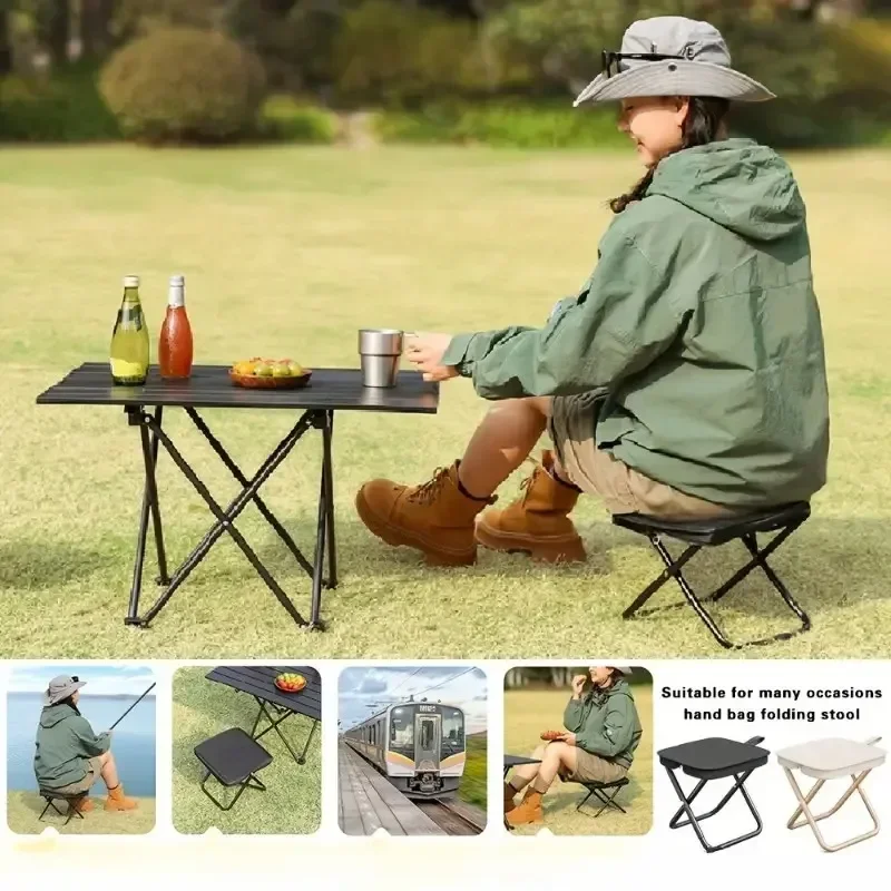 Taburete plegable portátil, taburete plegable de mano para acampar, taburete plegable especial para acampar y pescar al aire libre