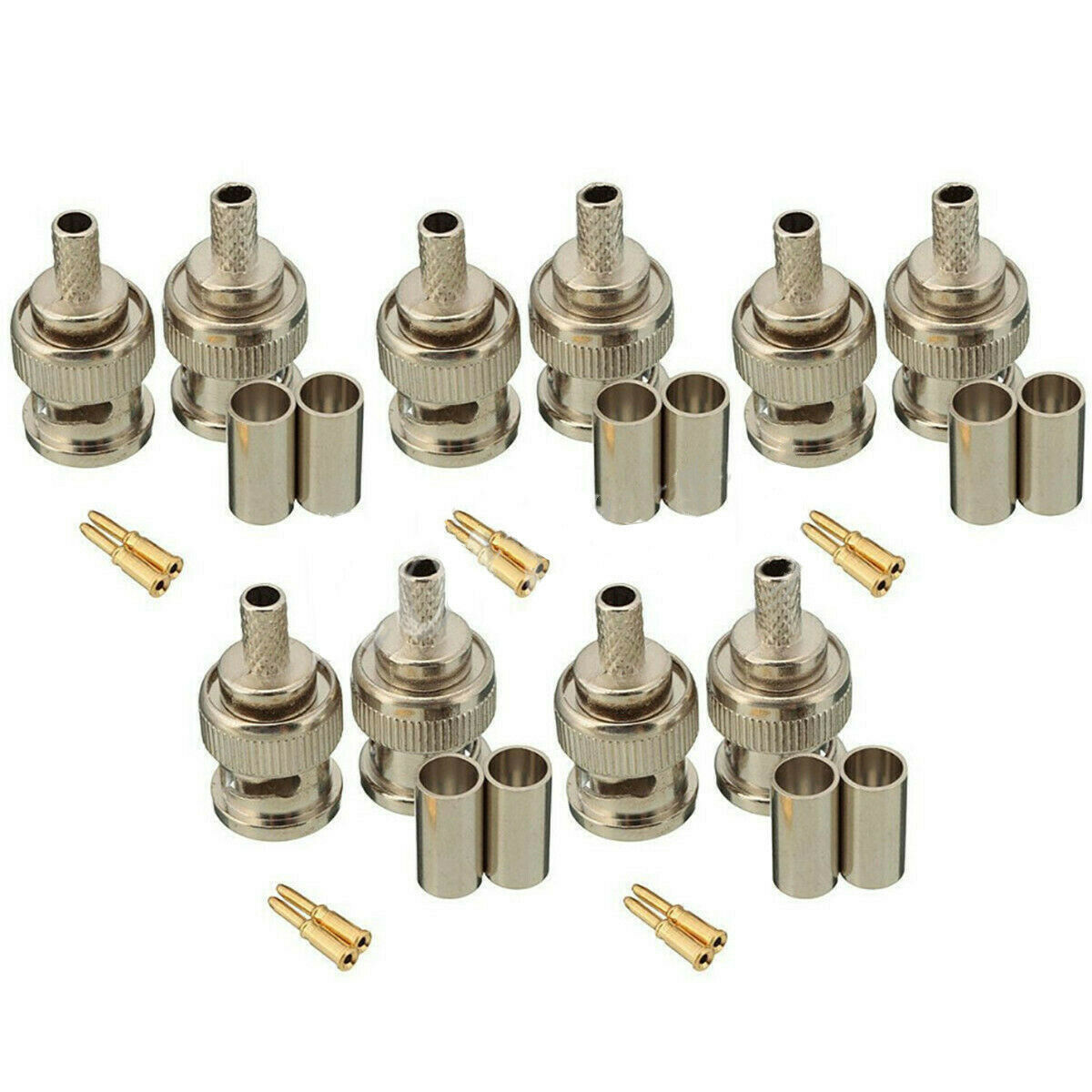 10 Sets BNC Stecker Hohe Qualität 3PCS Männlich Crimp Anschlüsse Metall Robust RG58 50 Ohm Stecker Praktische Marke Neue